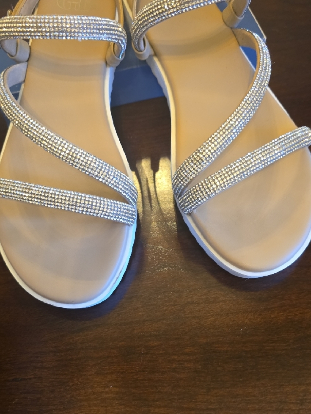 Gianni Bini Champagne Rhinestone Strappy Sandals - Picture 3 of 12